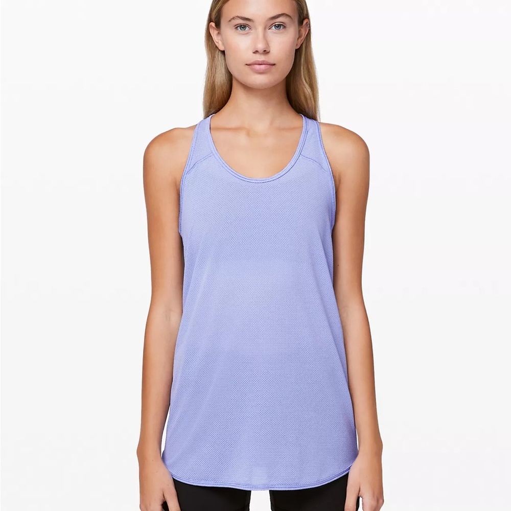 Lululemon Essential Tank Top Scallop Texture Hydrangea Blue Size 4